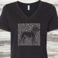 Cane Corso Dark Linocut V-Neck Tee - Black Heather