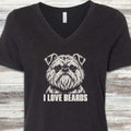 Brussels Griffon I Love Beards V-Neck Tee - Black Heather