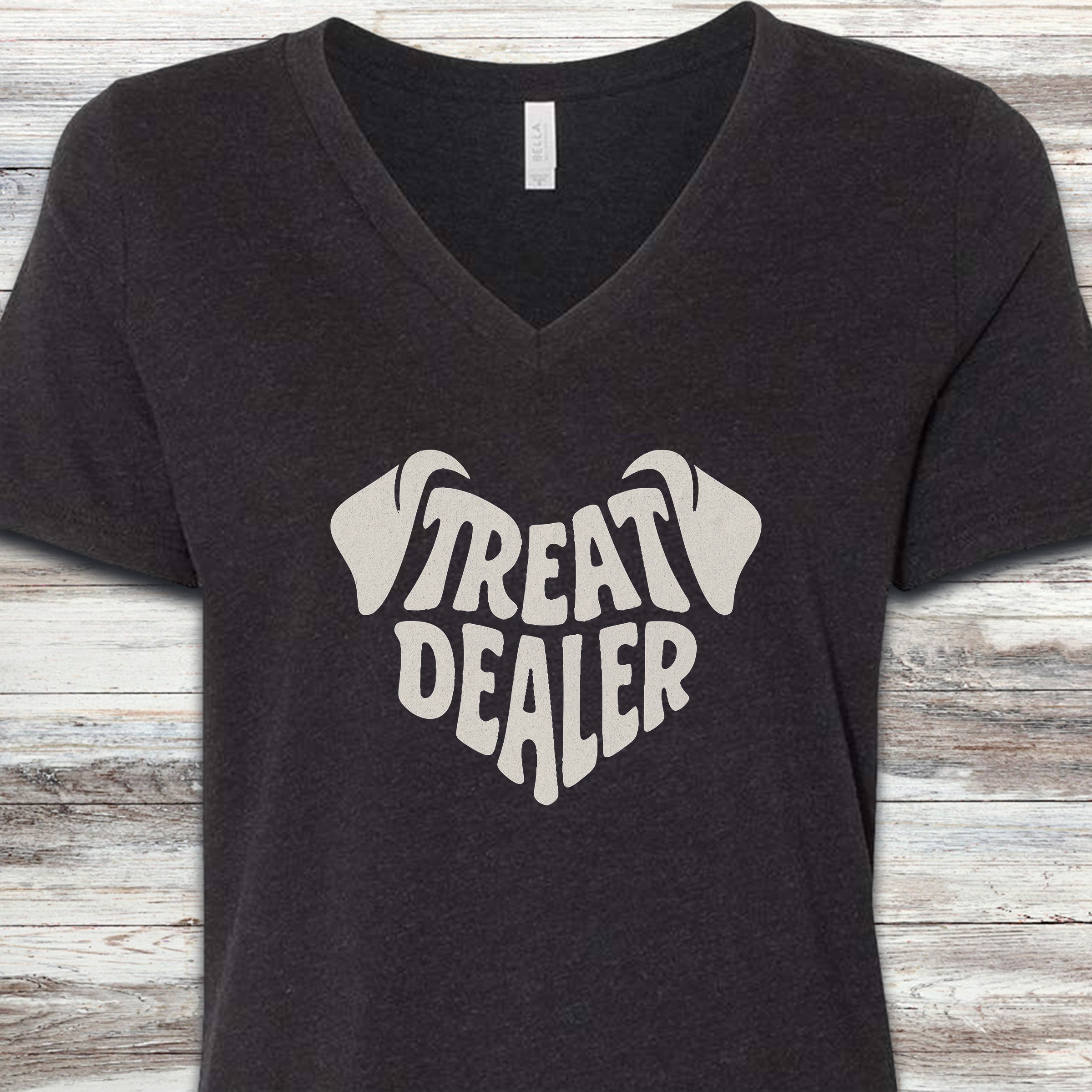 Treat Dealer Ears V-Neck Tee - Black Heather