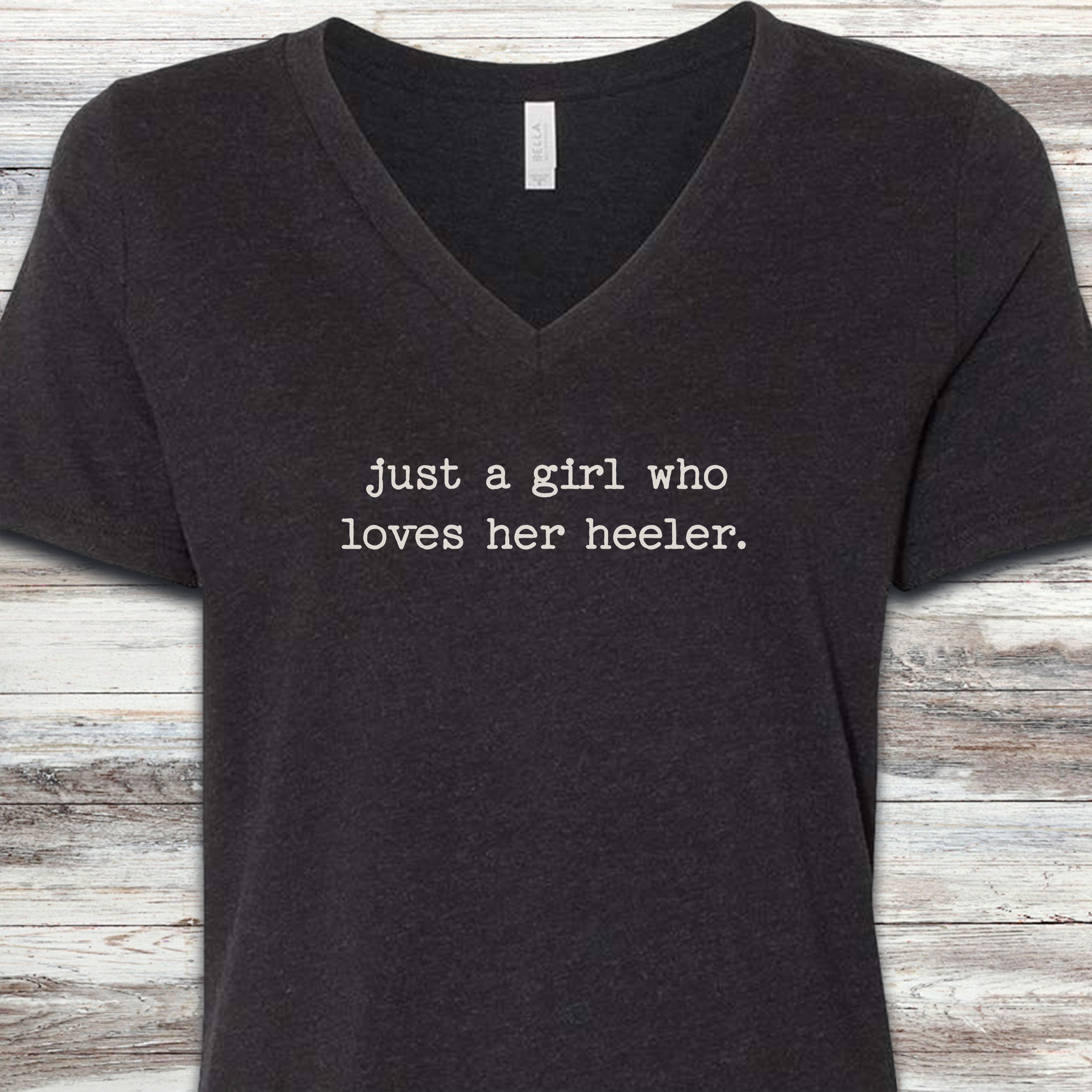 Australian Cattle Dog Girl V-Neck Tee - Black Heather