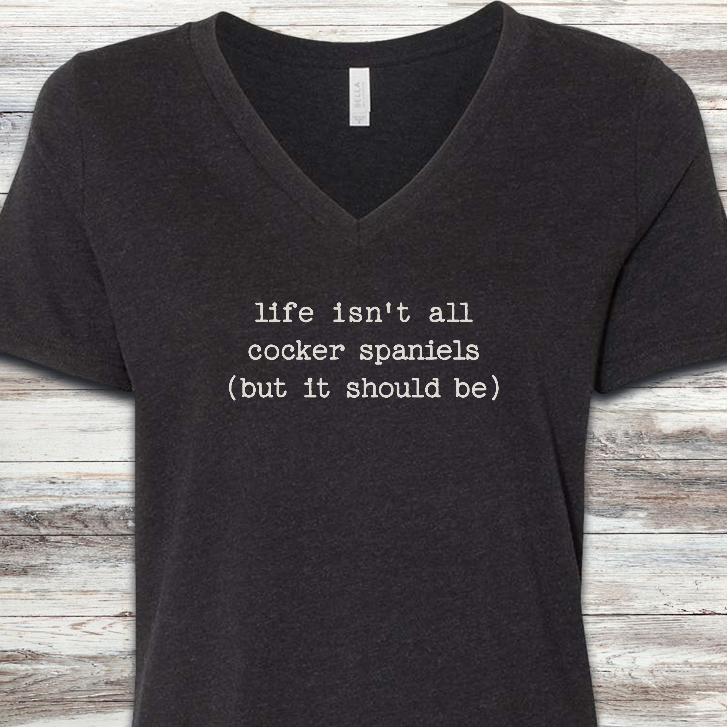 Cocker Spaniel Life V-Neck Tee - Black Heather