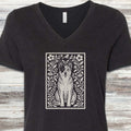Australian Cattle Dog Folk Art Floral V-Neck Tee - Black Heather