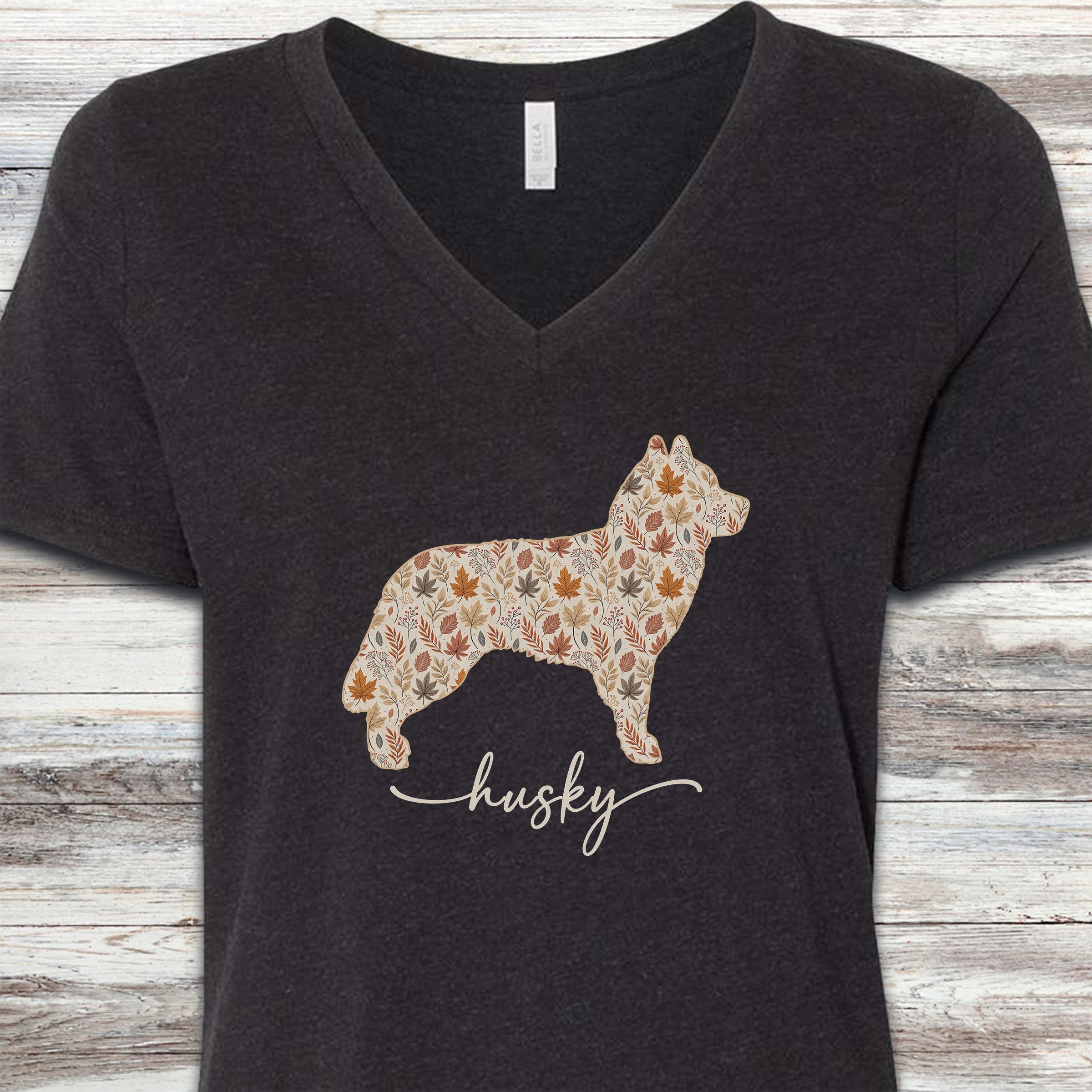 Husky Fall V-Neck Tee - Black Heather
