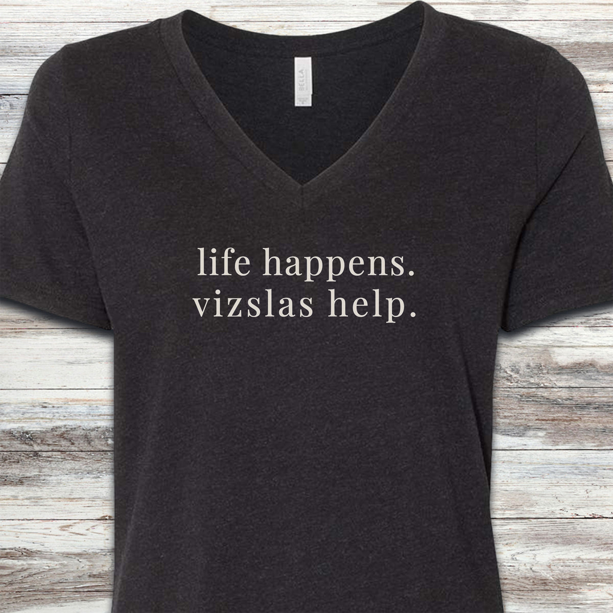 Vizsla Help V-Neck Tee - Black Heather
