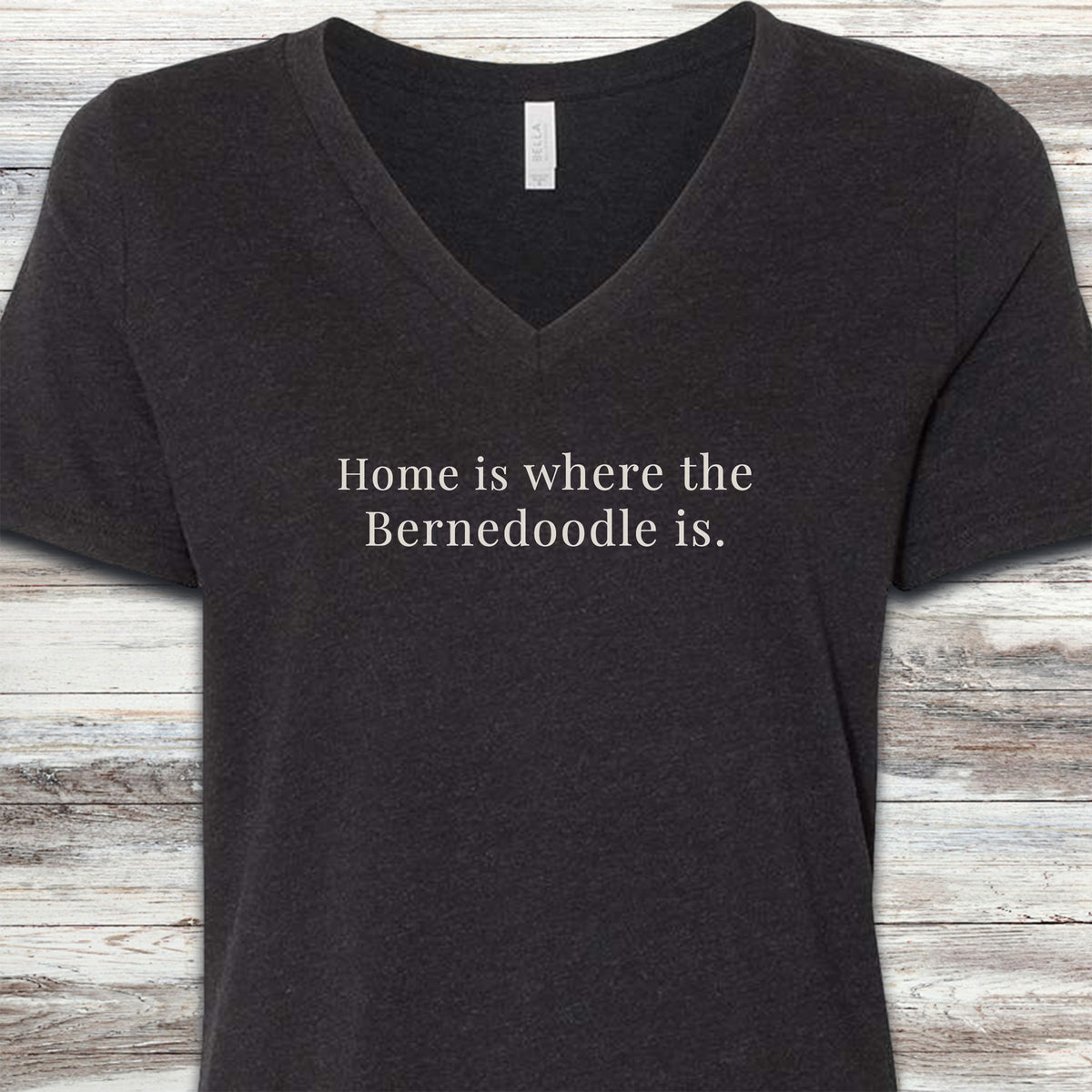 Bernedoodle Home V-Neck Tee - Black Heather