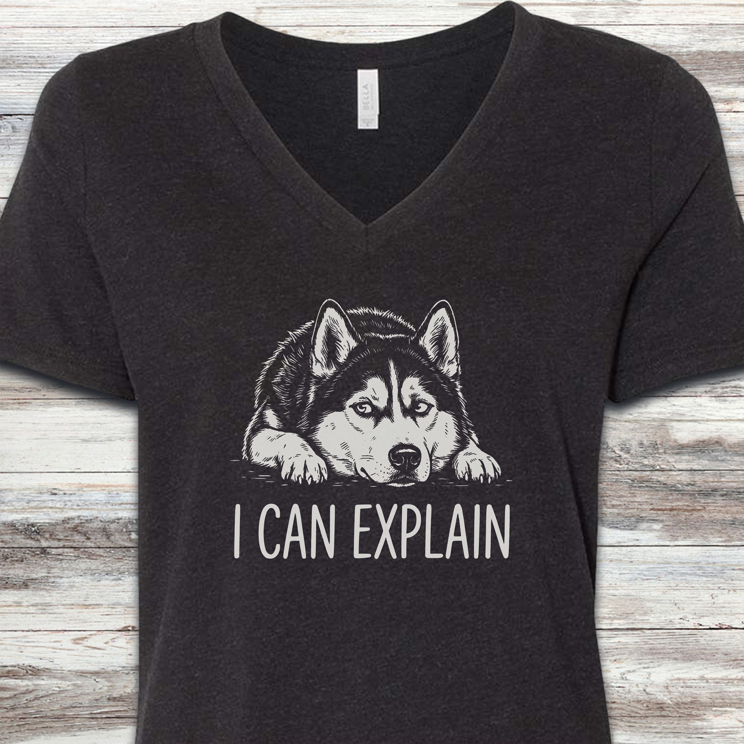 Husky Explain V-Neck Tee - Black Heather