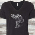 Dachshund Loyalty V-Neck Tee - Black Heather