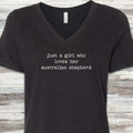 Australian Shepherd Girl V-Neck Tee - Black Heather
