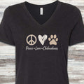Chihuahua Peace V-Neck Tee - Black Heather