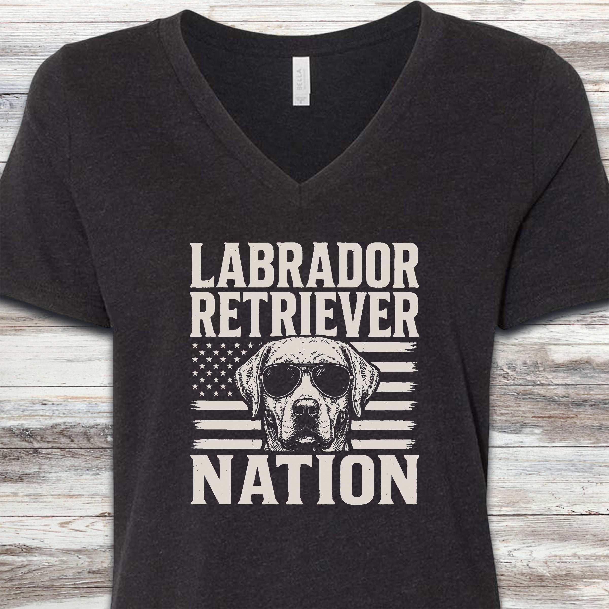 Labrador Retriever Nation V-Neck Tee - Black Heather