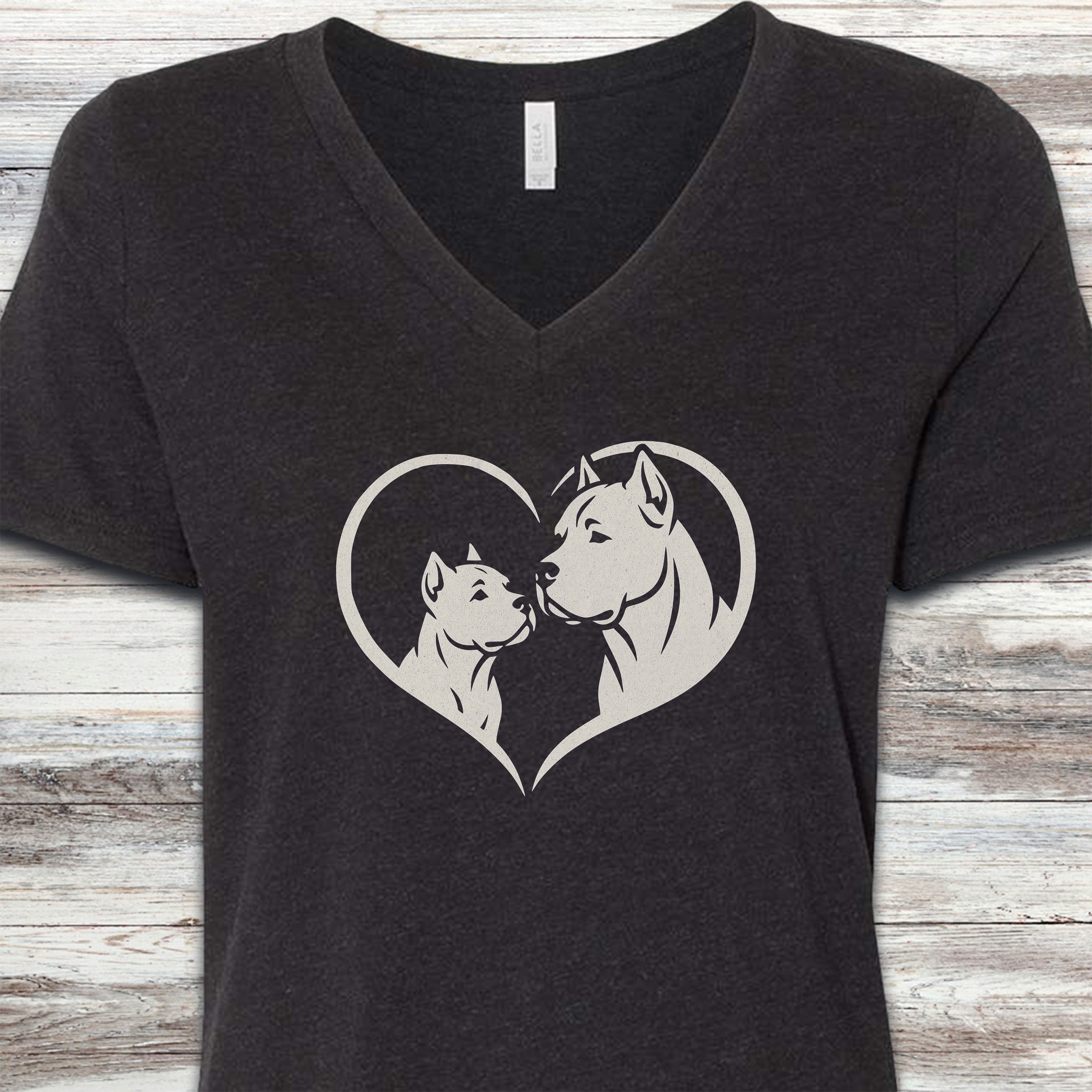 Cane Corso Heart Bond V-Neck Tee - Black Heather