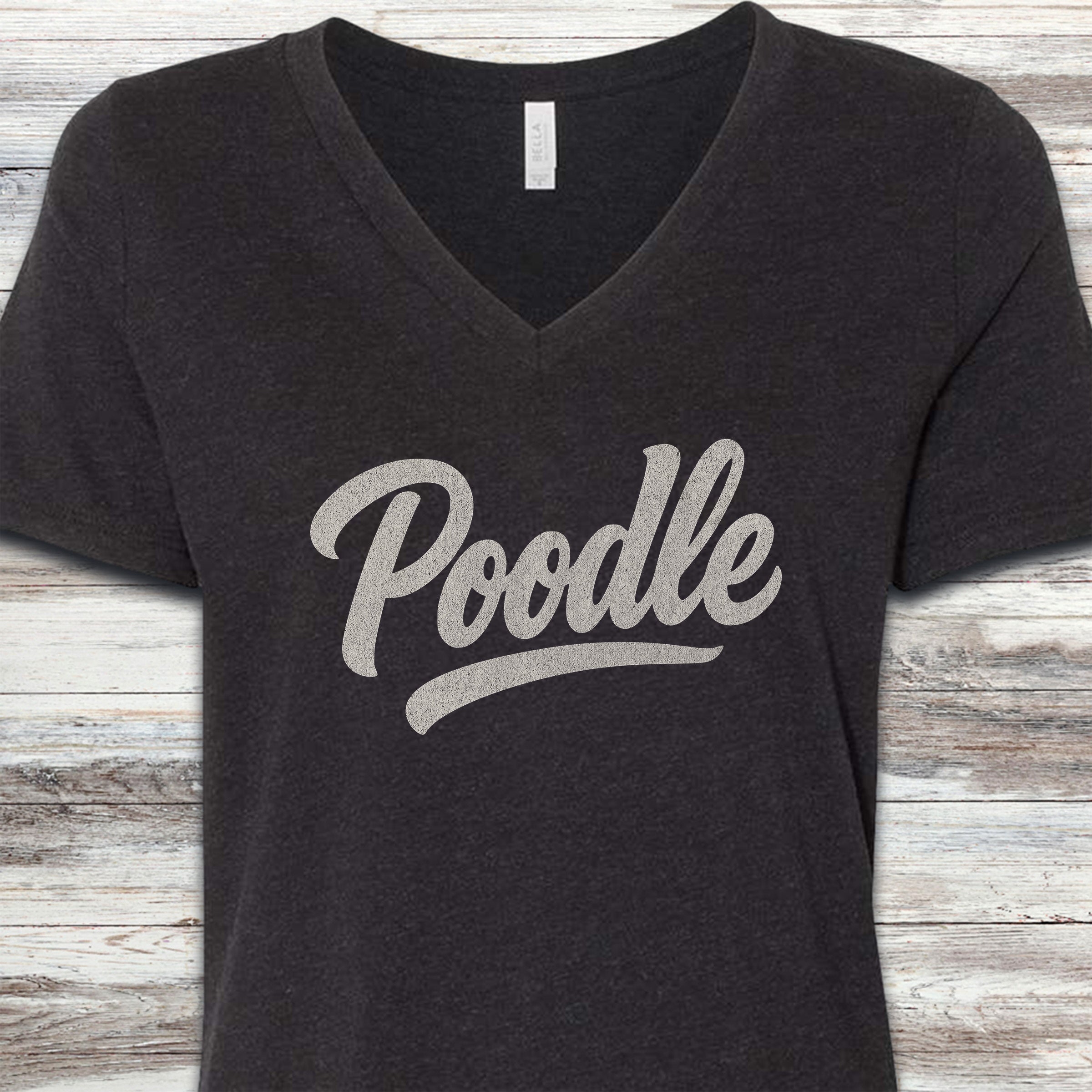 Poodle Team V-Neck Tee - Black Heather