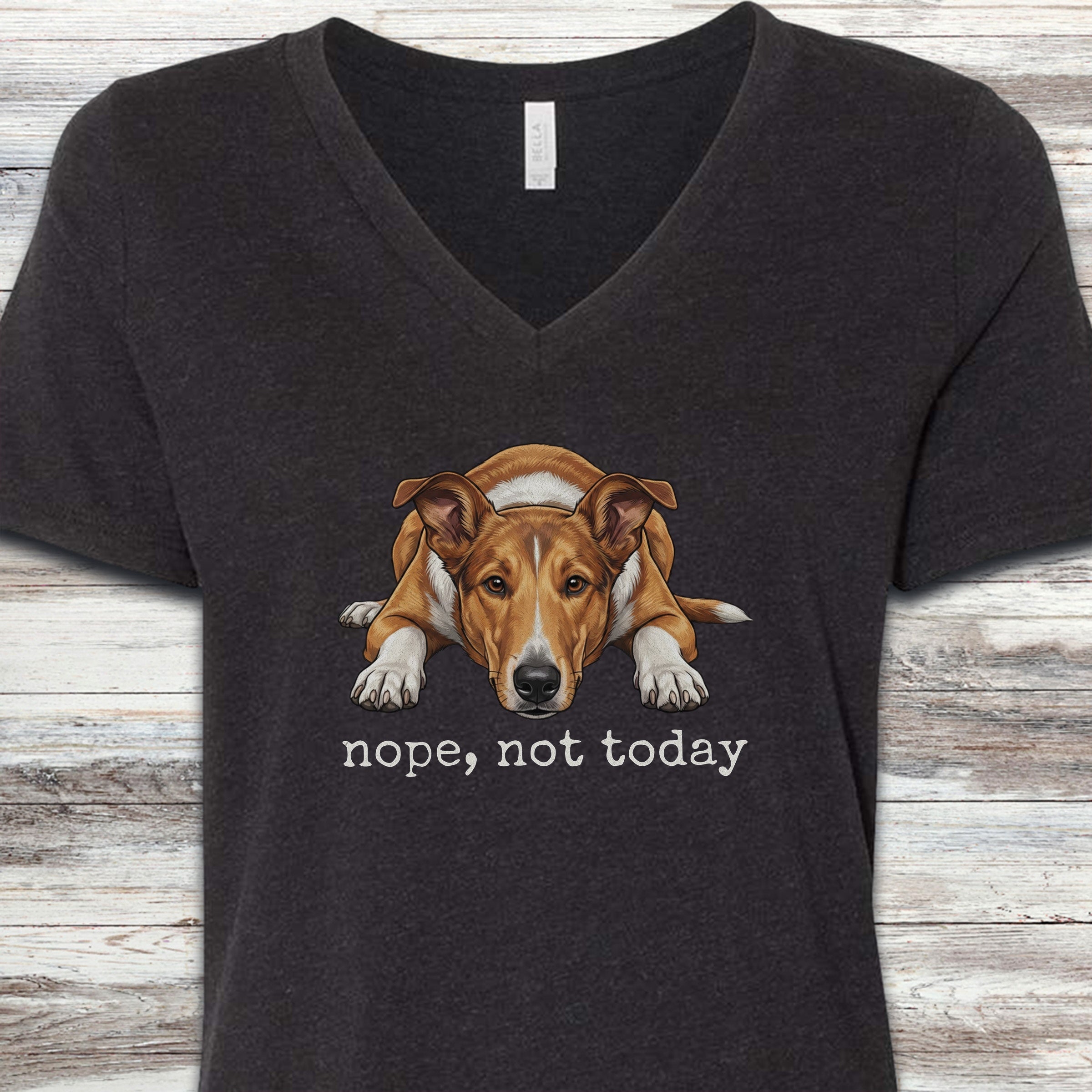 Smooth Collie Nope V-Neck Tee - Black Heather