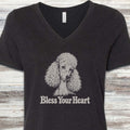 Poodle Light Bless Your Heart V-Neck Tee - Black Heather