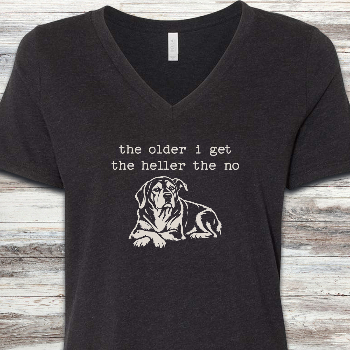 Hell No V-Neck Tee - Black Heather
