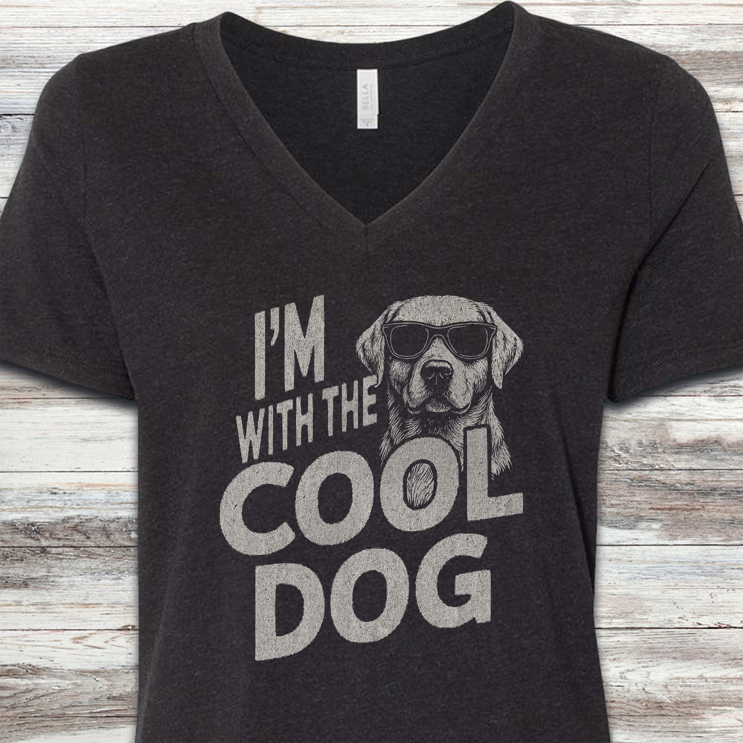 Labrador Retriever Cool Dog V-Neck Tee - Black Heather
