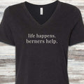 Bernese Mountain Dogs Help V-Neck Tee - Black Heather