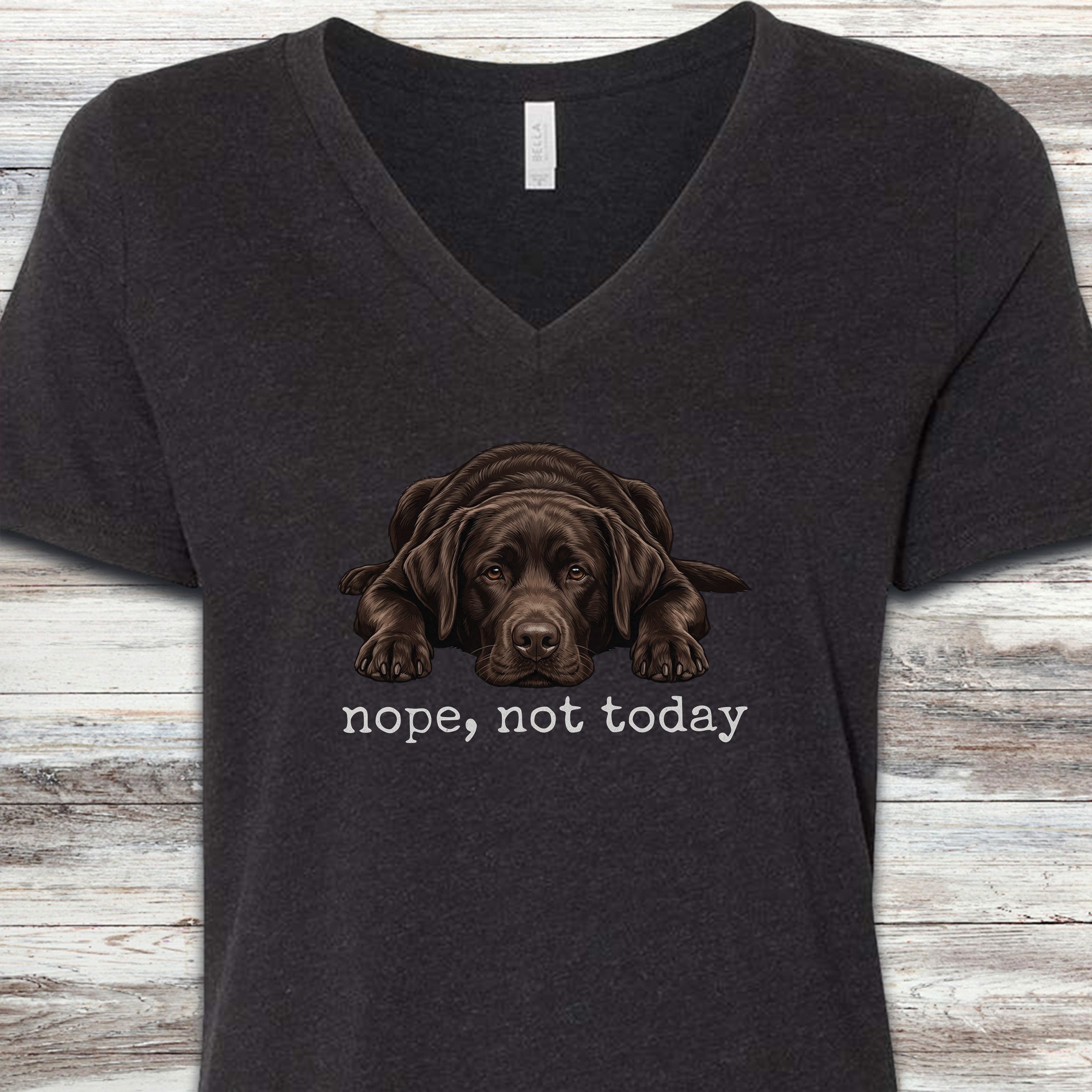 Labrador Retriever Chocolate Nope V-Neck Tee - Black Heather