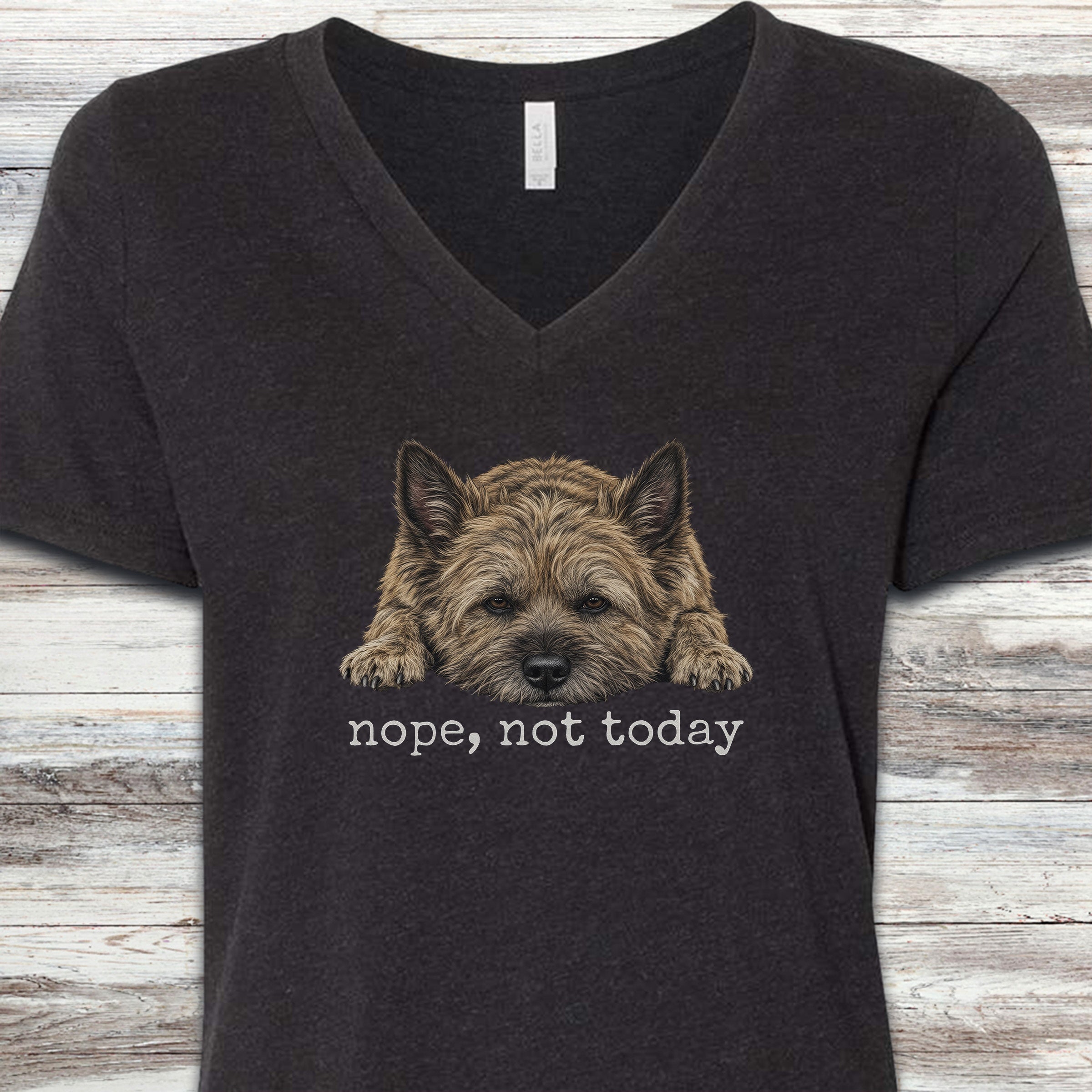 Cairn Terrier Nope V-Neck Tee - Black Heather