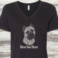 Cane Corso Fawn Bless Your Heart V-Neck Tee - Black Heather