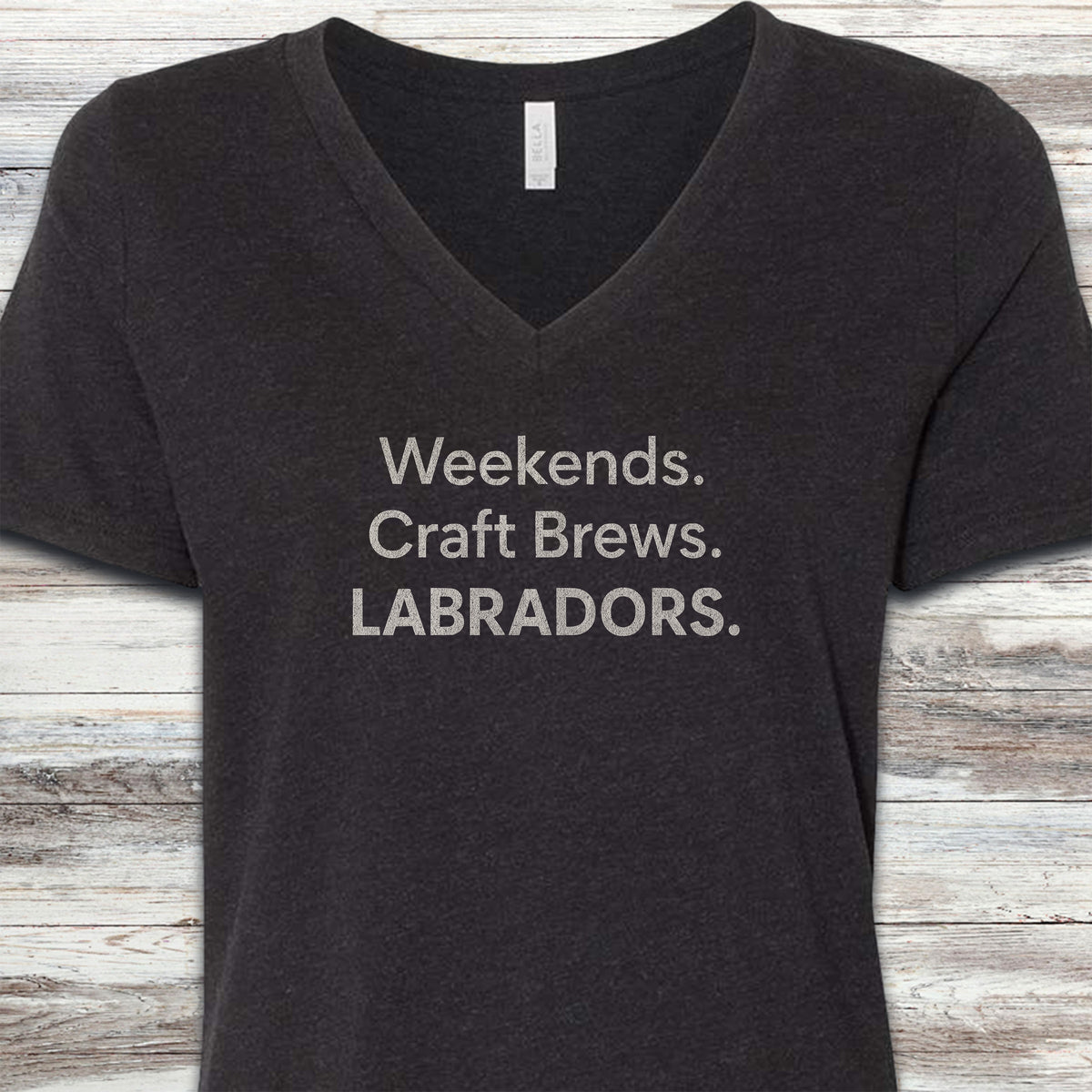 Labrador Retriever Brews V-Neck Tee - Black Heather