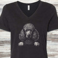 Hello Poodle V-Neck Tee - Black Heather