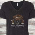 Boxer Brindle Nope V-Neck Tee - Black Heather
