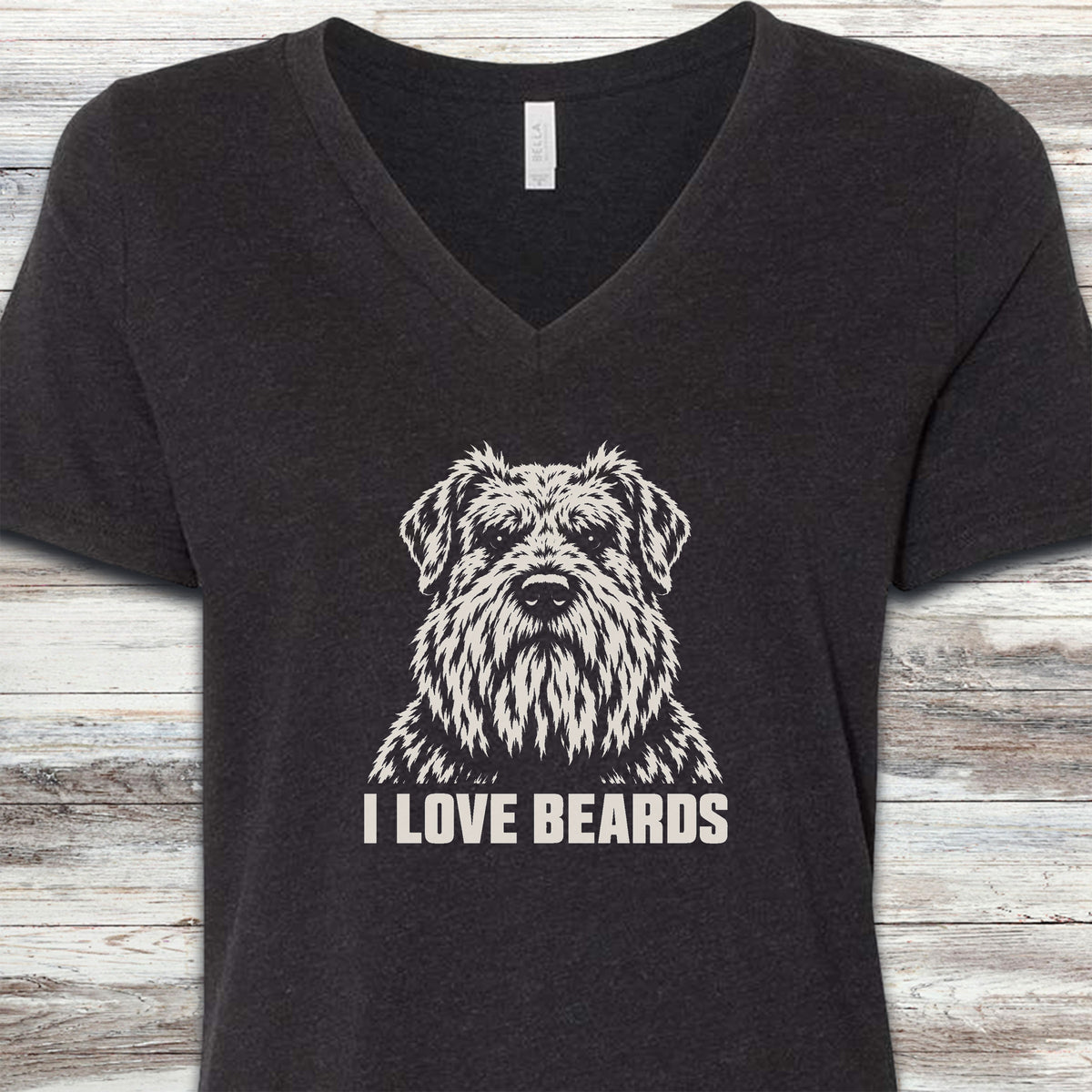 Bouvier I Love Beards V-Neck Tee - Black Heather