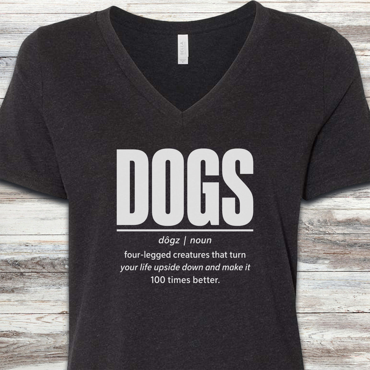Dogs Definition V-Neck Tee - Black Heather