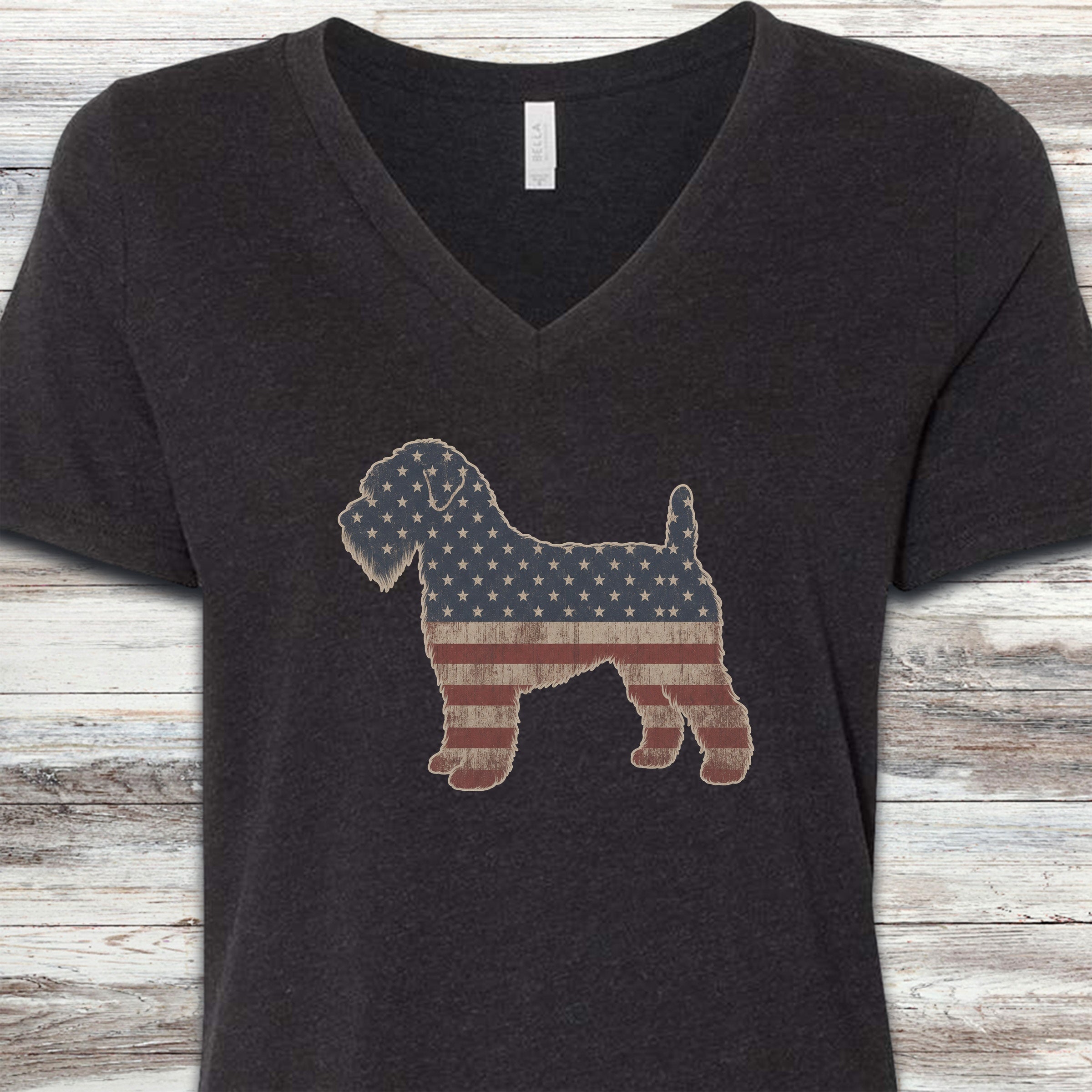 Wheaten Vintage USA V-Neck Tee - Black Heather
