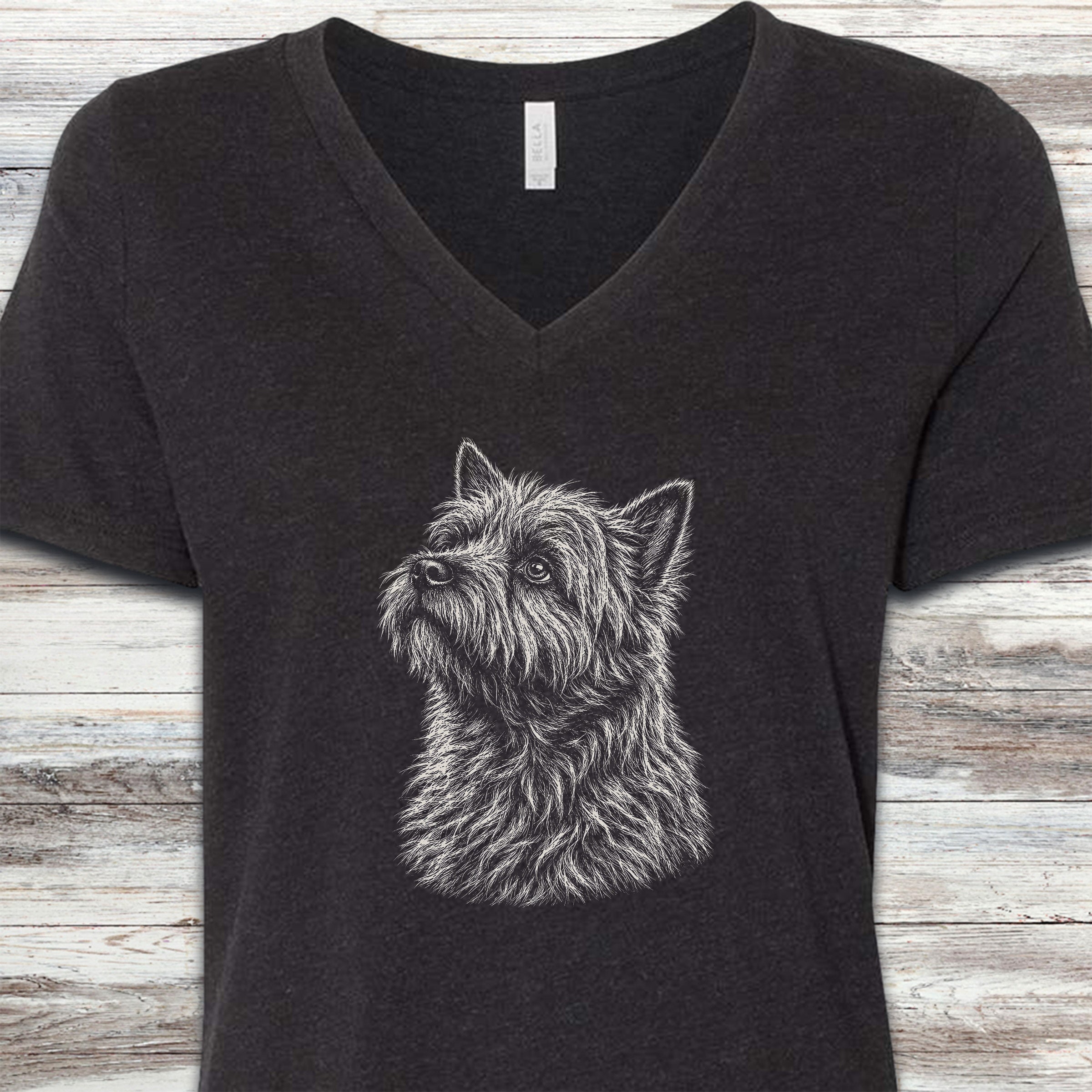 Cairn Terrier Loyalty V-Neck Tee - Black Heather