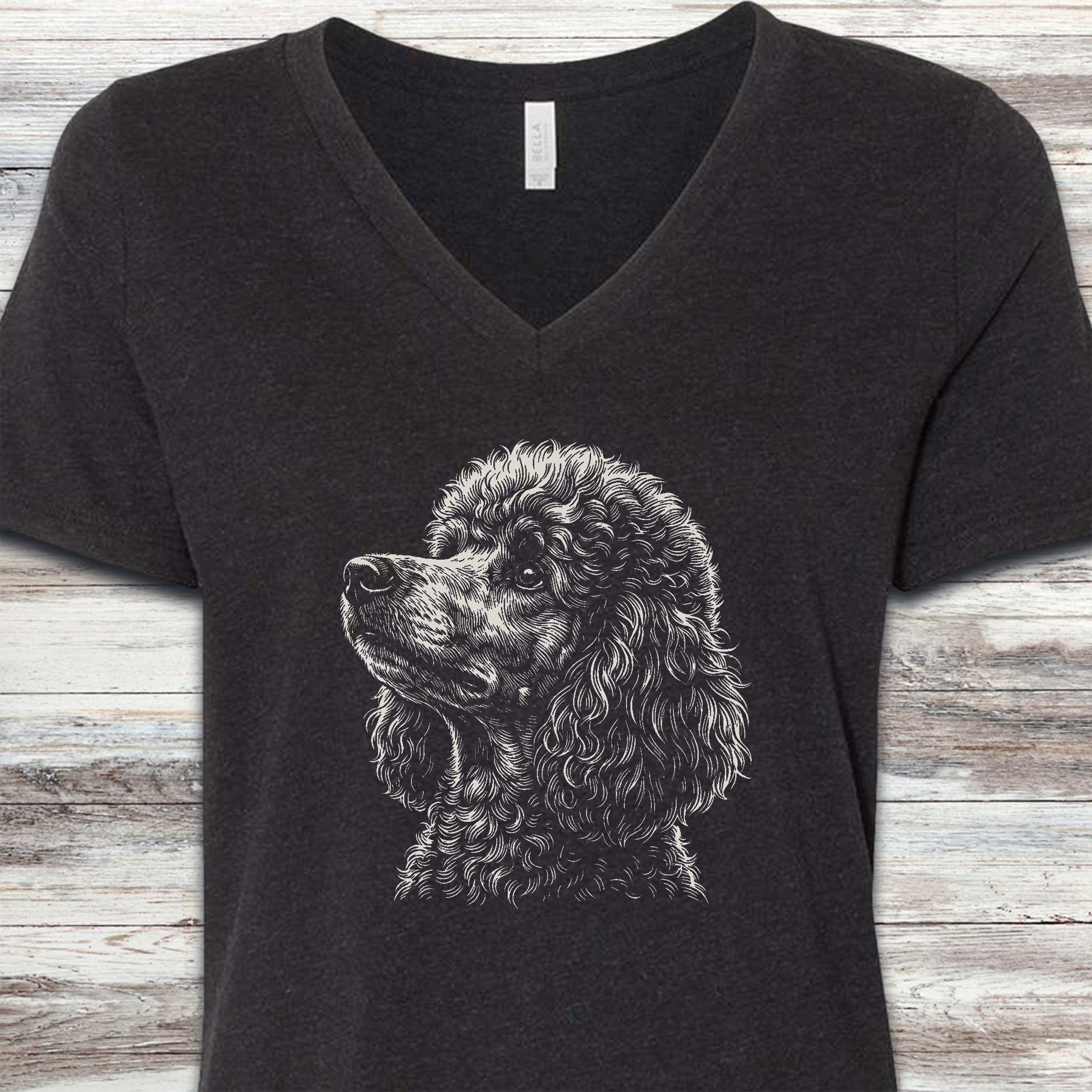 Poodle Loyalty V-Neck Tee - Black Heather