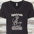 Digging Up Trouble V-Neck Tee - Black Heather