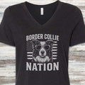 Border Collie Nation V-Neck Tee - Black Heather
