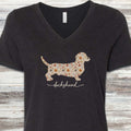 Dachshund Fall V-Neck Tee - Black Heather