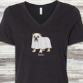English Bulldog Boo V-Neck Tee - Black Heather