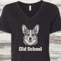 Corgi Old School V-Neck Tee - Black Heather