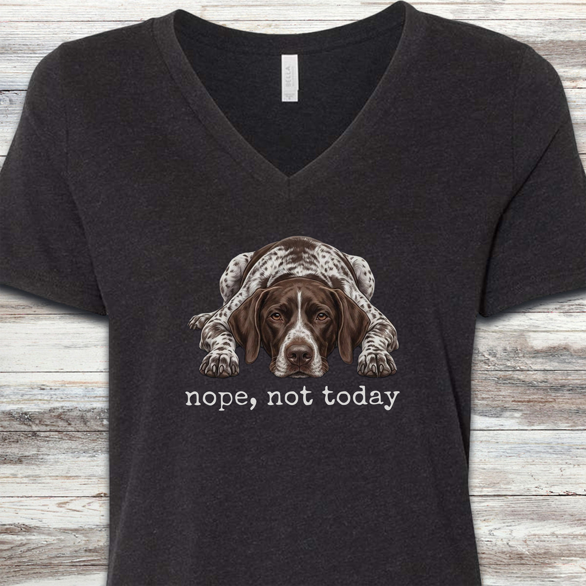German Shorthaired Pointer Nope V-Neck Tee - Black Heather