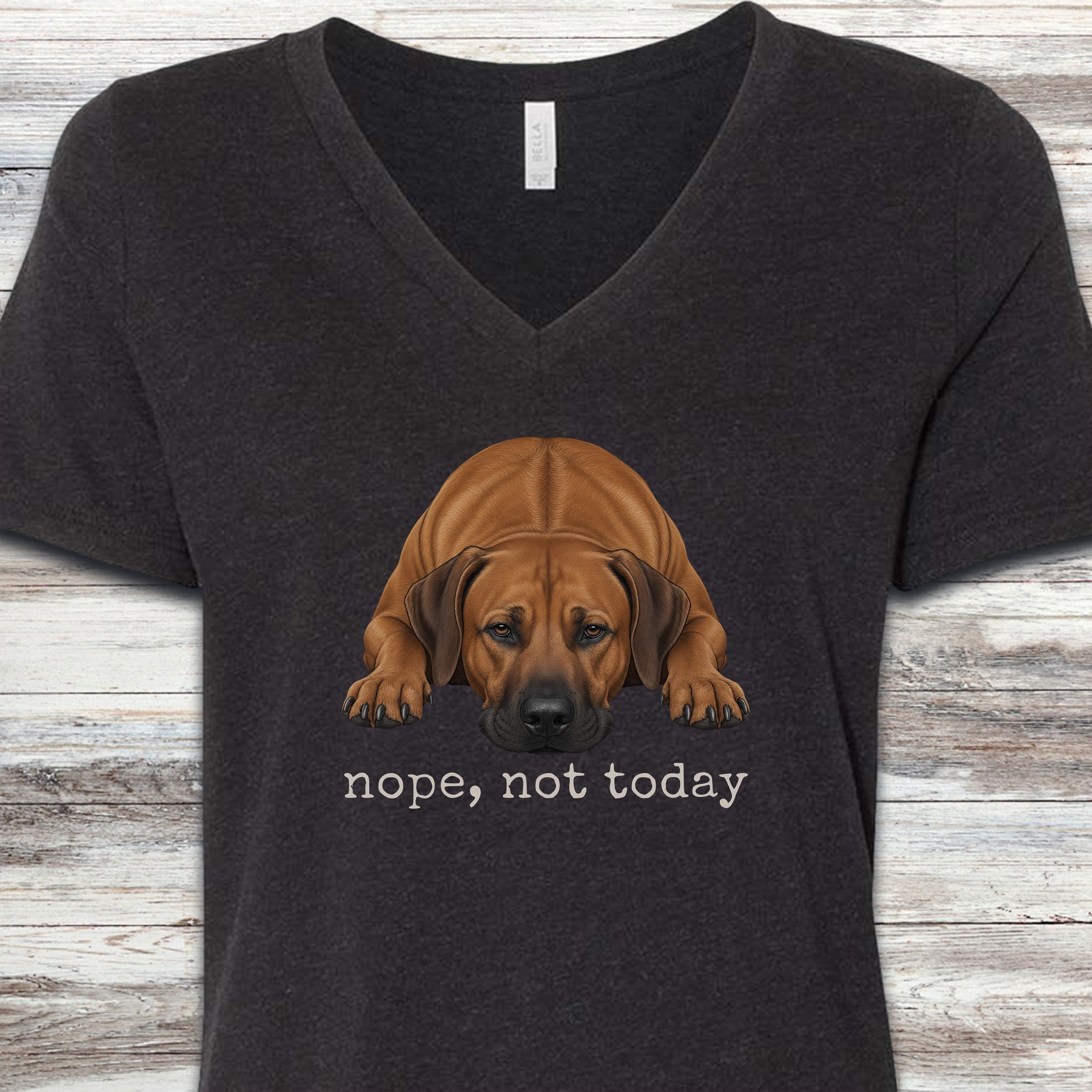 Rhodesian Ridgeback Nope V-Neck Tee - Black Heather