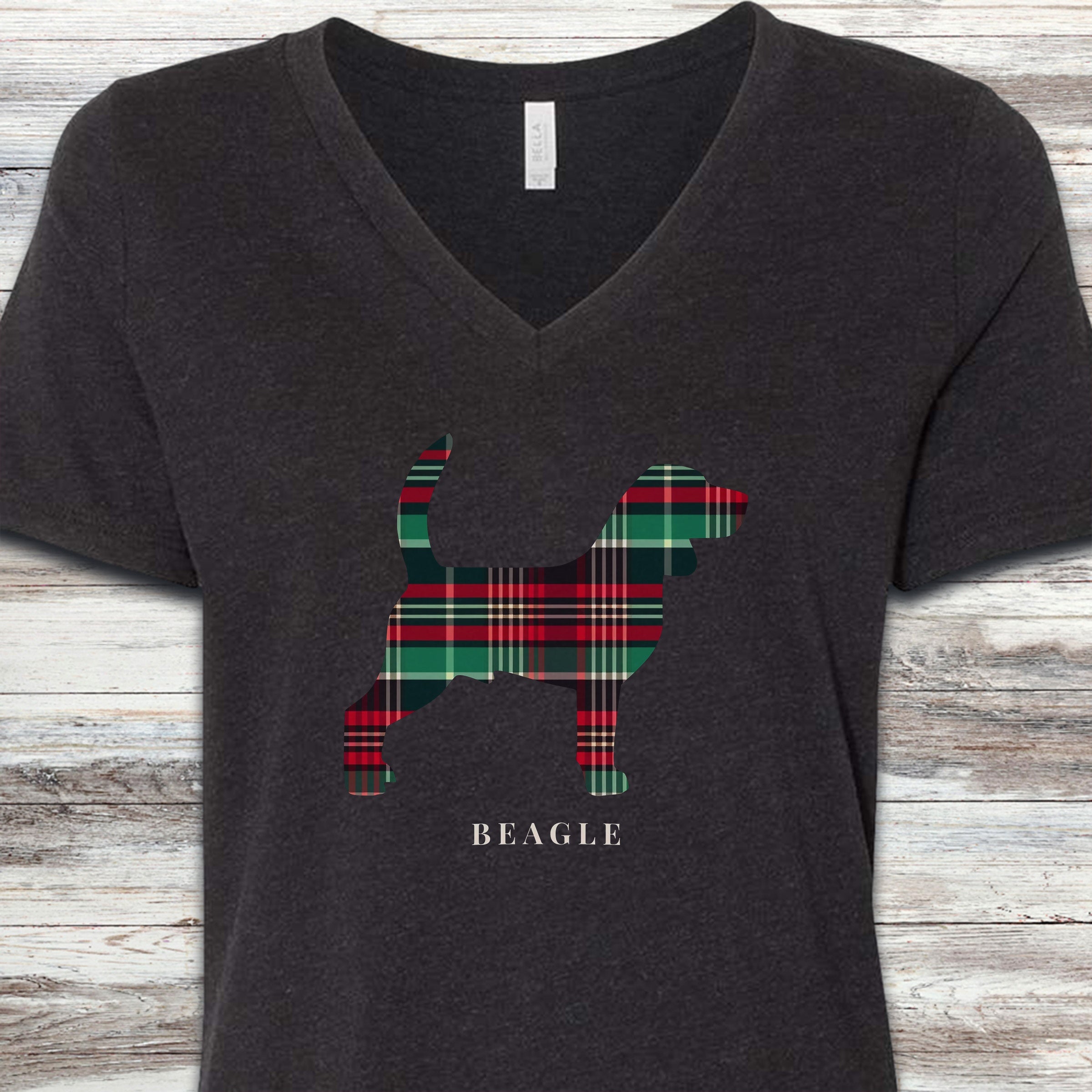 Beagle Winter 2025 V-Neck Tee - Black Heather