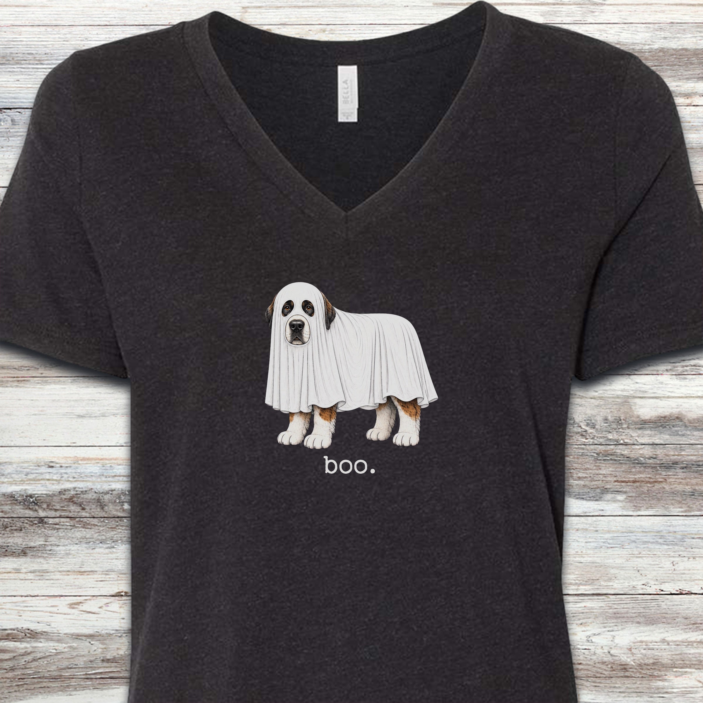 Saint Bernard Boo V-Neck Tee - Black Heather