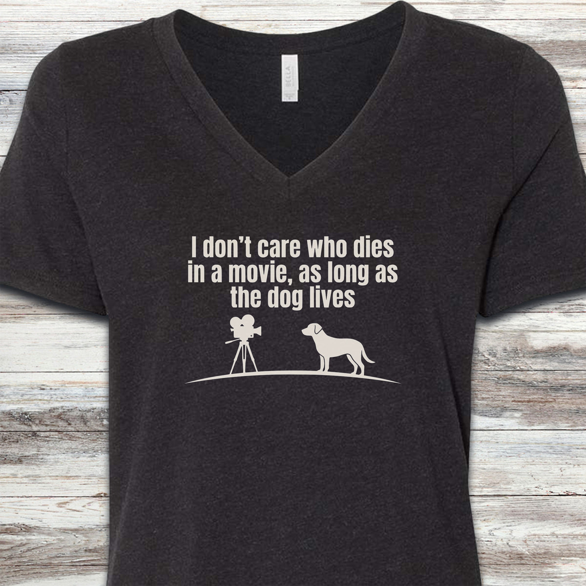 I Don't Care Who Dies V-Neck Tee - Black Heather