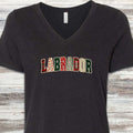 Labrador Retriever Holiday Faux Patchwork V-Neck Tee - Black Heather