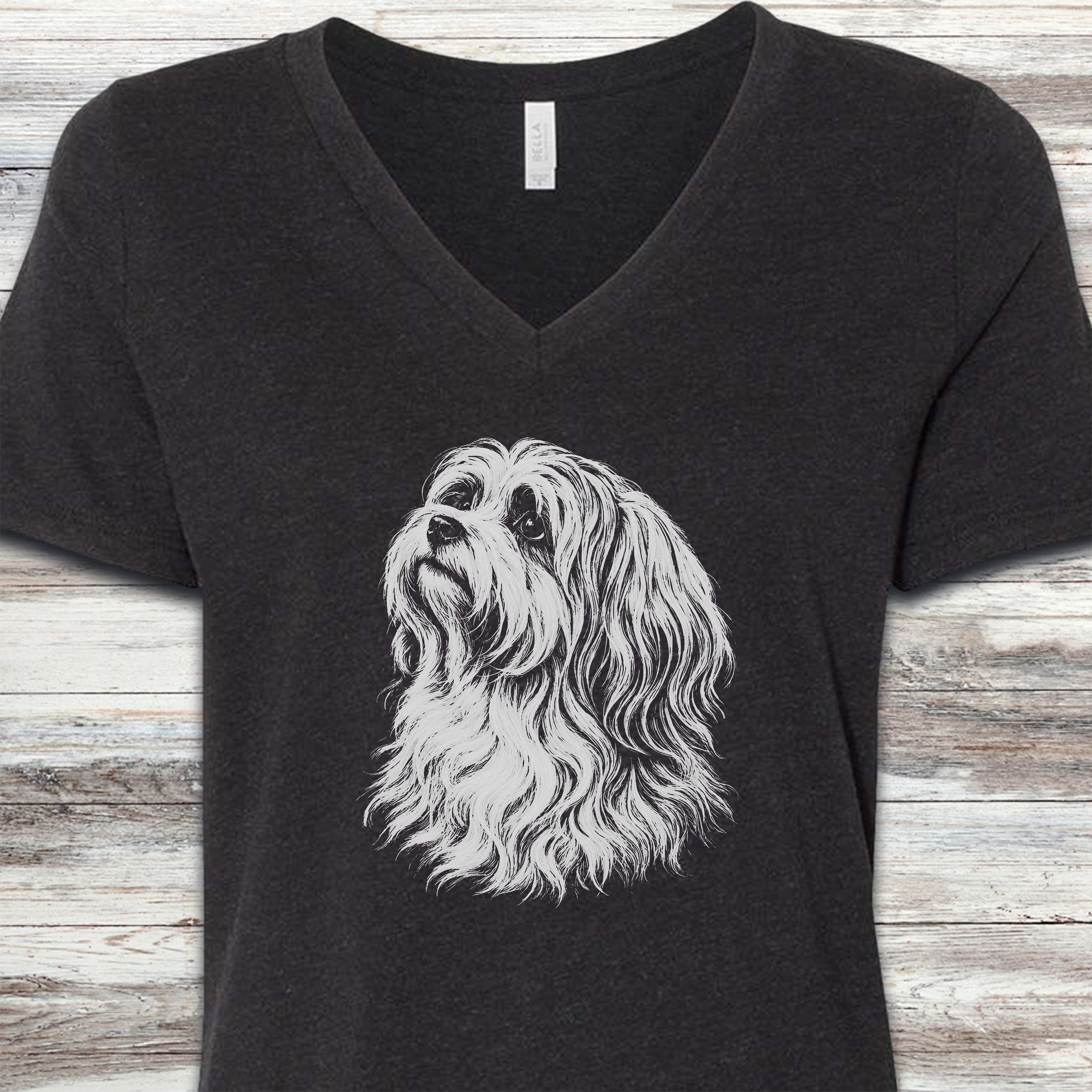 Havanese Loyalty V-Neck Tee - Black Heather