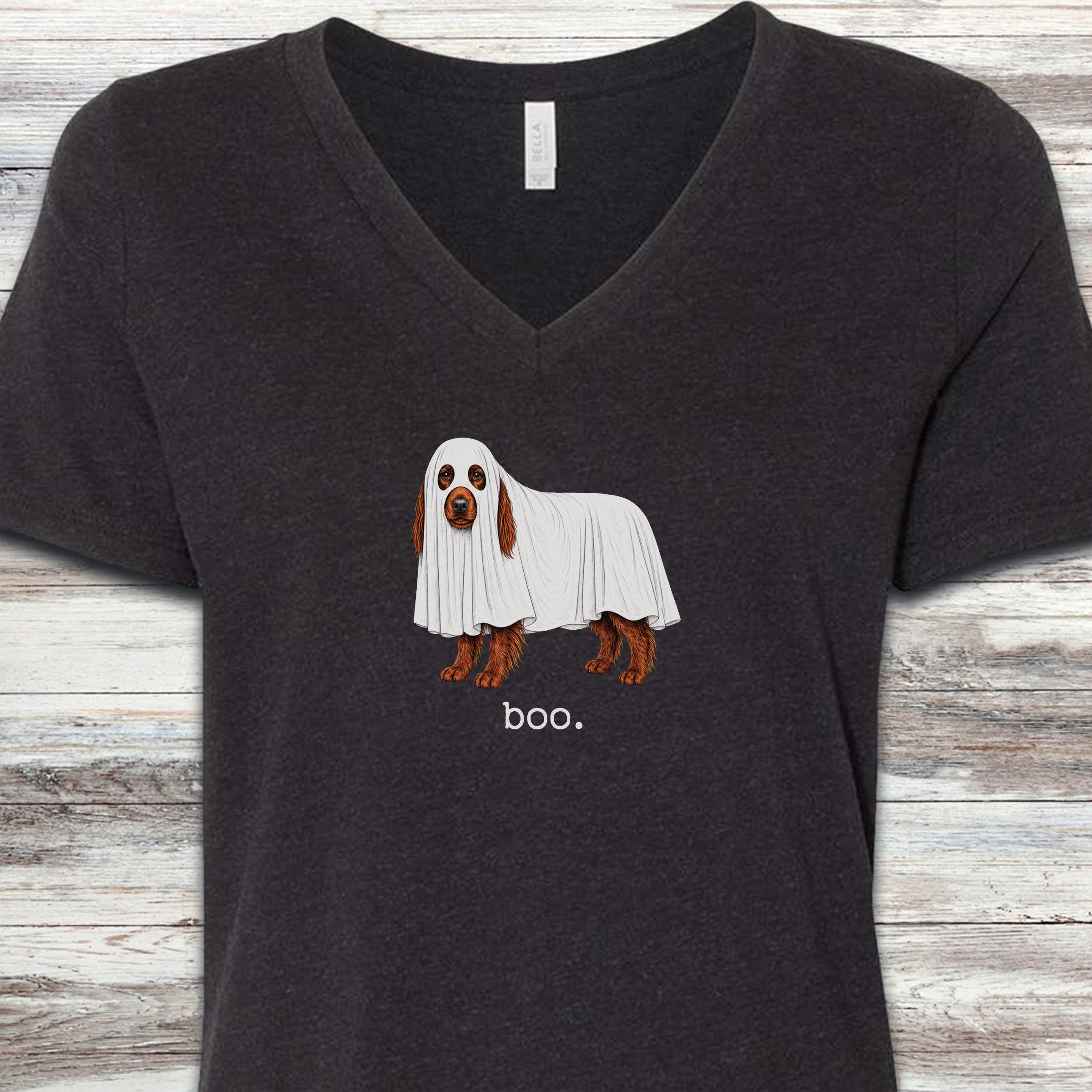 Irish Setter Boo V-Neck Tee - Black Heather