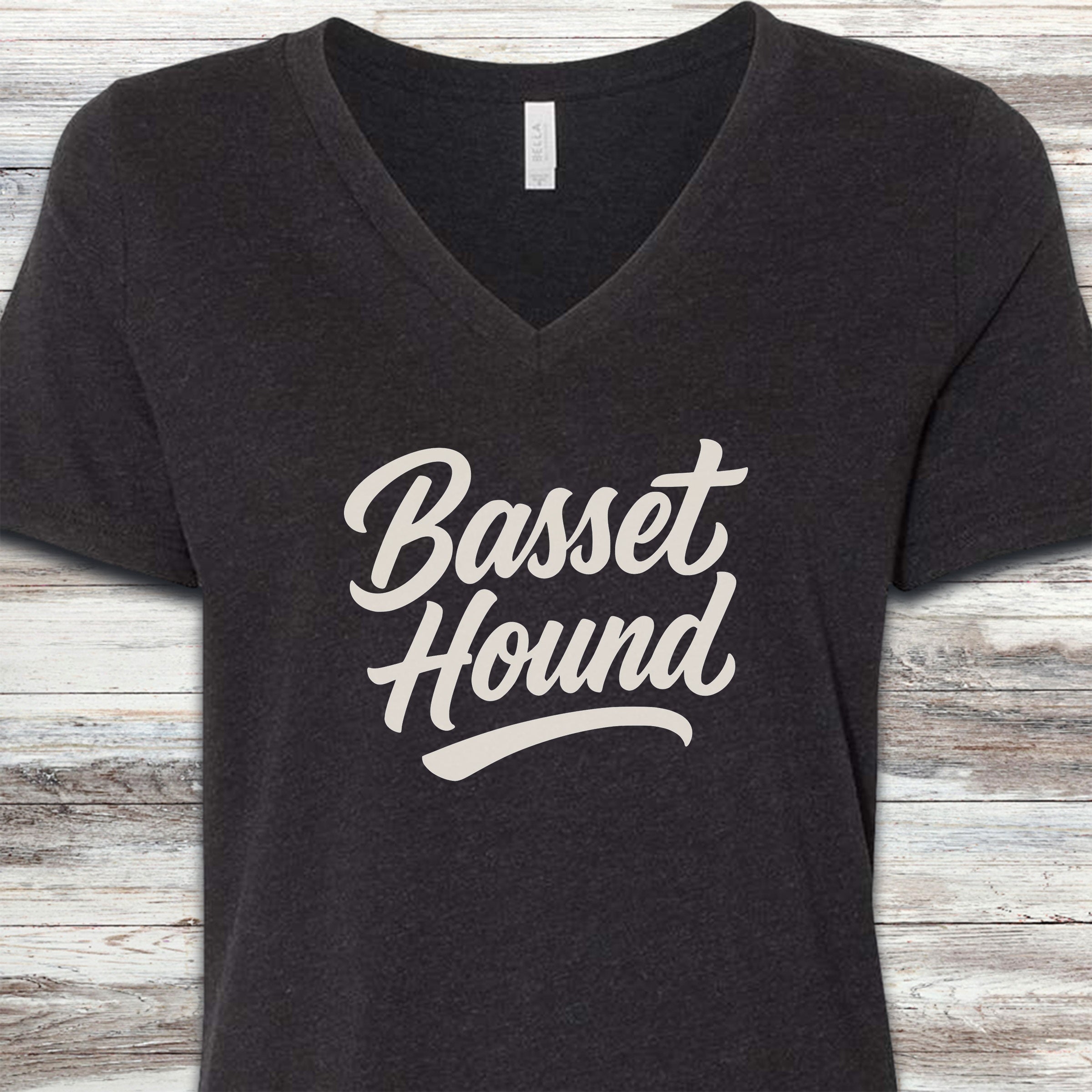 Basset Hound Team V-Neck Tee - Black Heather