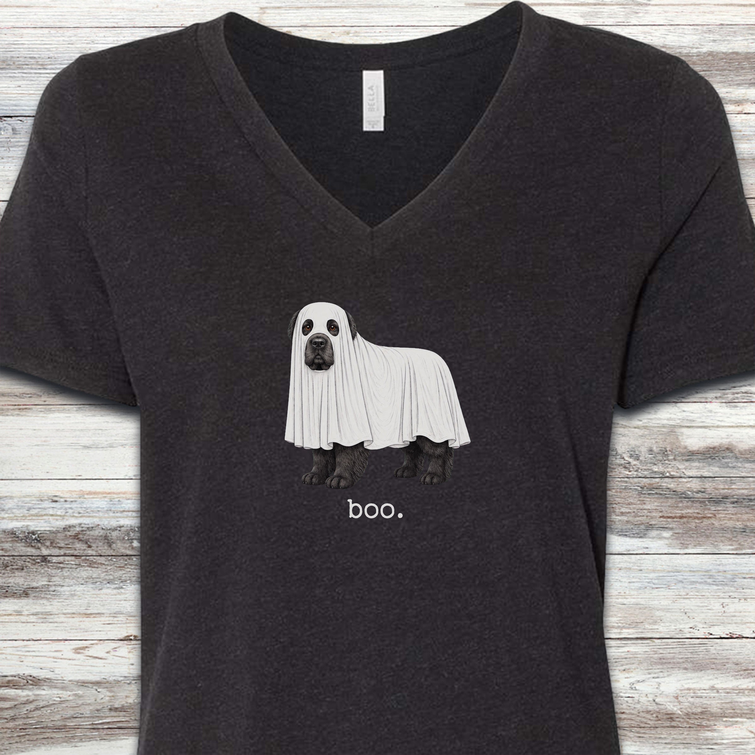 Newfoundland Boo V-Neck Tee - Black Heather
