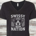 Swiss Mountain Dog Nation V-Neck Tee - Black Heather