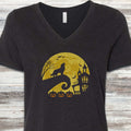 Australian Mountain Dog Halloween Moon V-Neck Tee - Black Heather