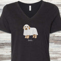 Labradoodle Boo V-Neck Tee - Black Heather
